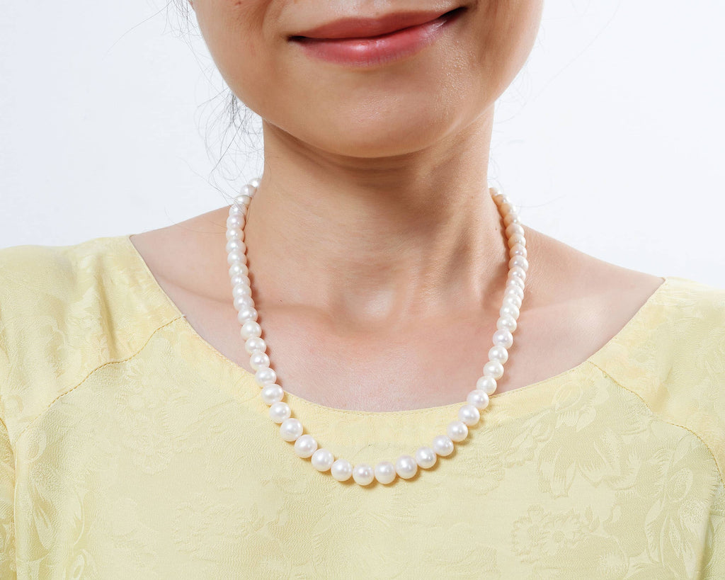 Vòng cổ Chuỗi Ngọc trai nước ngọt trắng | White Freshwater Cultured Pearl Strand Necklace | AME Jewellery
