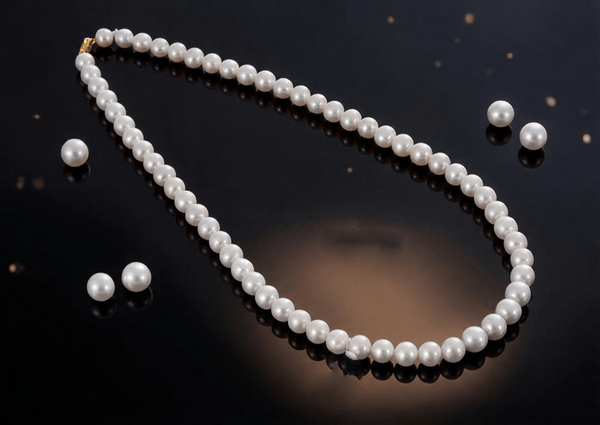 White Freshwater Cultured Pearl Strand Necklace with 14K Yellow Gold Clasp by AME Jewellery for your wedding or to give your special someone. 