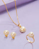 Trang sức Vàng Ngọc trai trắng White Freshwater Pearl Sunflower Jewelry in 14K Yellow Gold by AME Jewellery