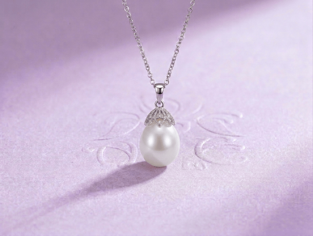 Mặt dây chuyền Ngọc trai giọt trắng White Teardrop Freshwater Pearl Pendant Necklace by AME Jewellery