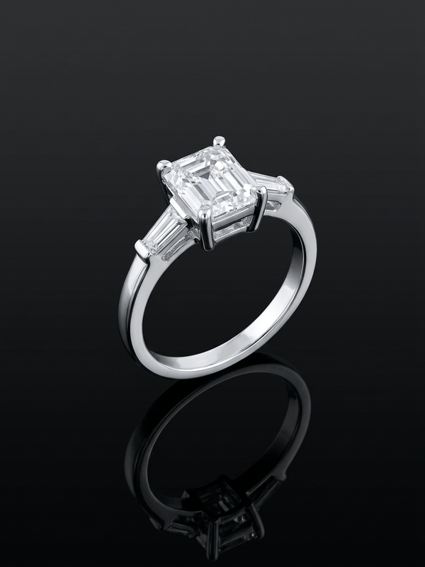Natural Rectangle-cut White Topaz Ring in 14K White Gold by AME Jewellery. White Topaz, also known as Colorless or Clear Topaz, symbolizes clarity, sincerity, and everlasting love.