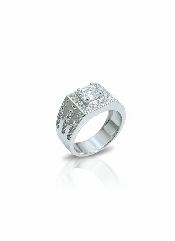 Nhẫn Nam Đá quý tự nhiên White Topaz Men's Ring in Sterling Silver by AME Jewellery