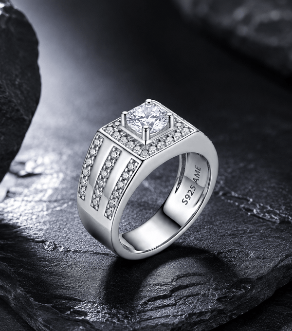 Bague homme en topaze blanche de en argent sterling - AME Jewellery