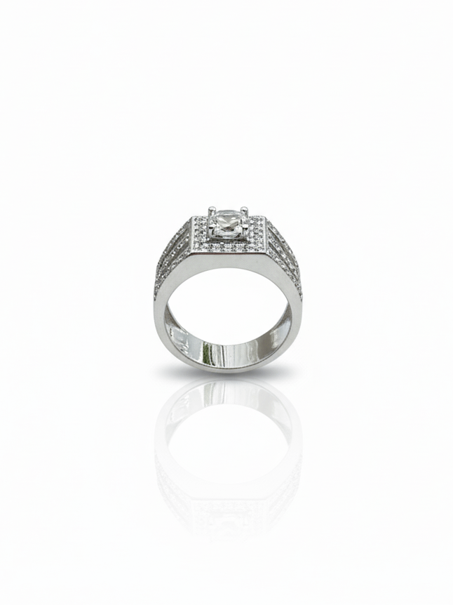 Nhẫn Nam Đá quý tự nhiên White Topaz Men's Ring in Sterling Silver by AME Jewellery