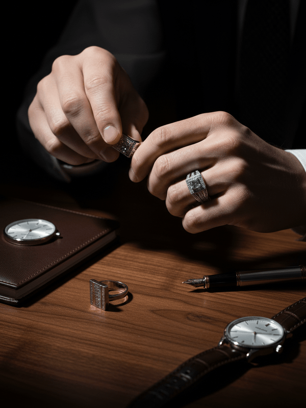 Nhẫn Nam Đá quý tự nhiên White Topaz Men's Ring in Sterling Silver by AME Jewellery