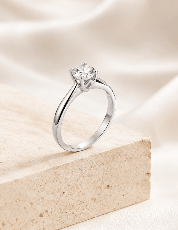 Natural Colorless Zircon Ring in 14K White Gold - AME Jewellery
