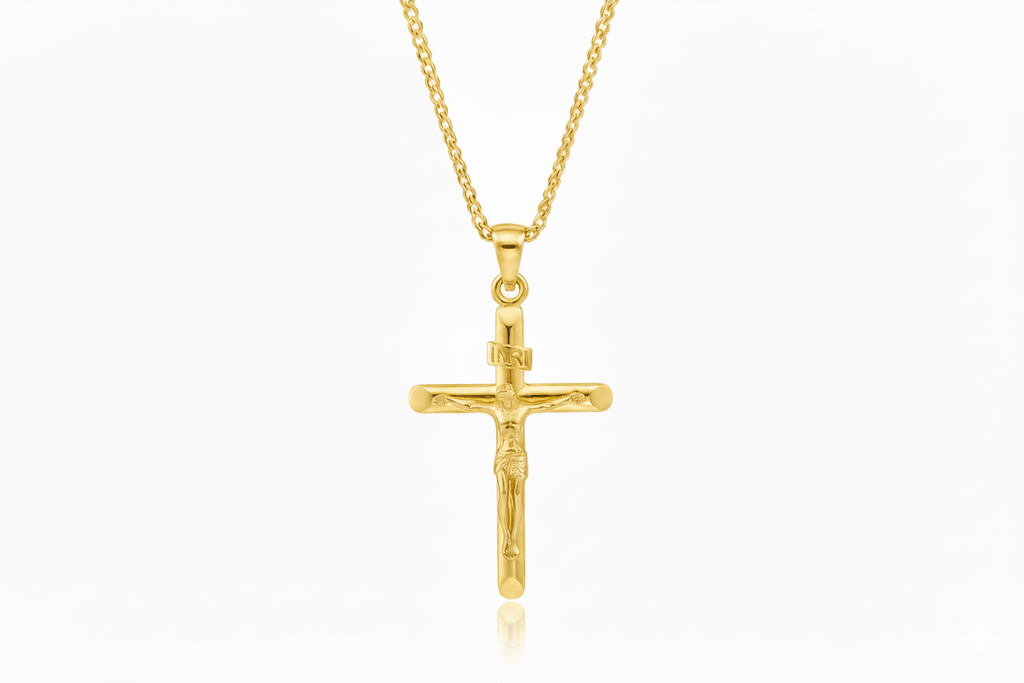Mặt dây Vàng Thánh Giá Jesus Crucifix Cross Pendant Necklace 14K Yellow Gold by AME Jewellery