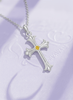 Mặt dây chuyền Thánh Giá Vàng trắng Đá quý tự nhiên Yellow Sapphire Gothic Cross Pendant 14K White Gold by AME Jewellery