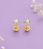 Boucles d'oreilles 4 griffes en or jaune 14K avec zircon bleu naturel - AME Jewellery