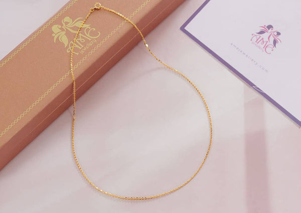 Flat Cable Chain Necklace in 18K Yellow Gold | Dây chuyền Vàng | AME Jewellery