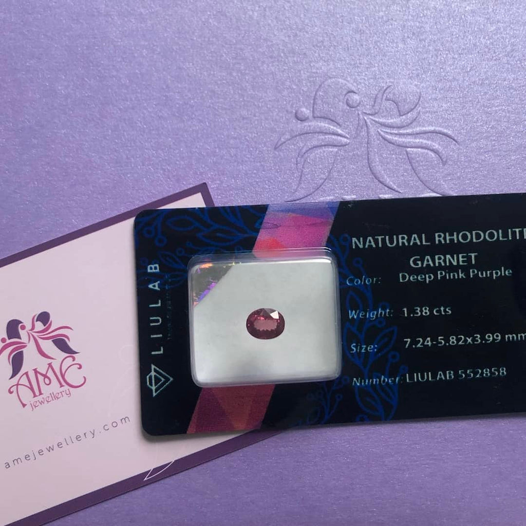 1.38 carat pink purple rhodolite garnet | AME Jewellery