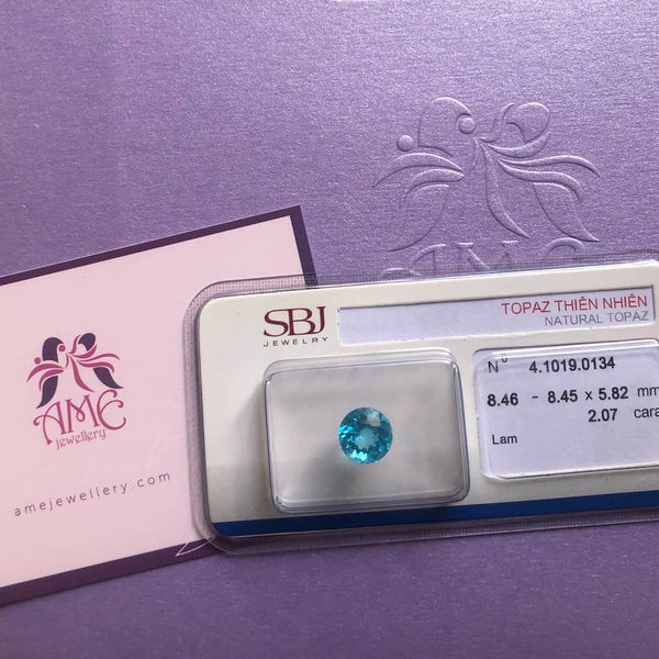 2 carat Natural Round Blue Topaz | AME Jewellery