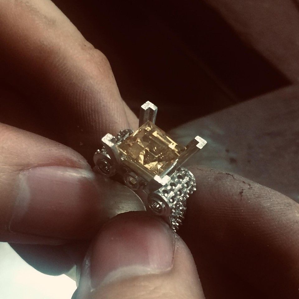 unfinished citrine white gold ring - AME Jewellery