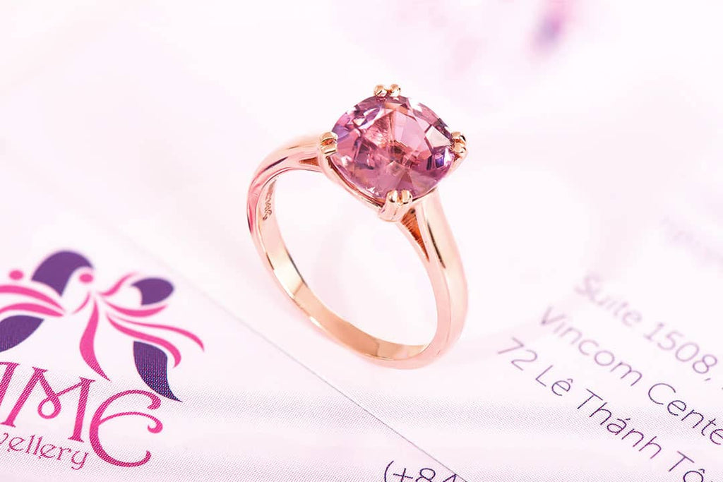 Nhẫn Vàng hồng Đá quý thiên nhiên Purple-Pink Spinel Ring in 14K Rose Gold by AME Jewellery