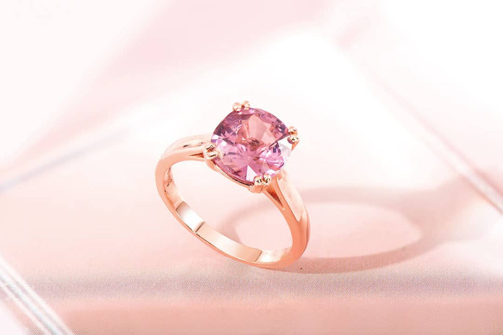 Nhẫn Vàng hồng Đá quý thiên nhiên Purple-Pink Spinel Ring in 14K Rose Gold by AME Jewellery