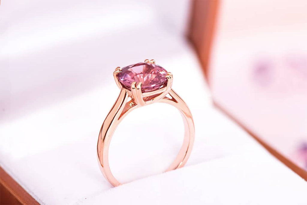 Nhẫn Vàng hồng Đá quý thiên nhiên Purple-Pink Spinel Ring in 14K Rose Gold by AME Jewellery