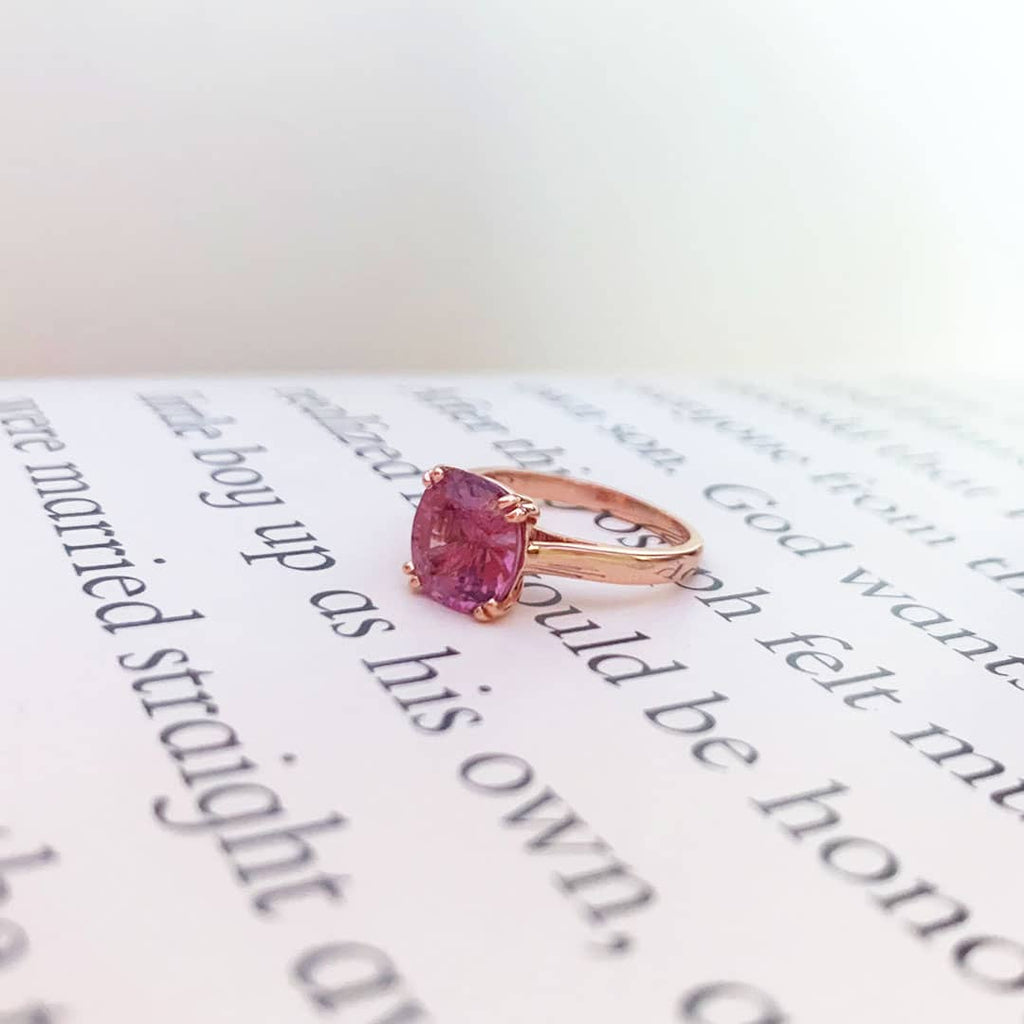 Nhẫn Vàng hồng Đá quý thiên nhiên Purple-Pink Spinel Ring in 14K Rose Gold by AME Jewellery