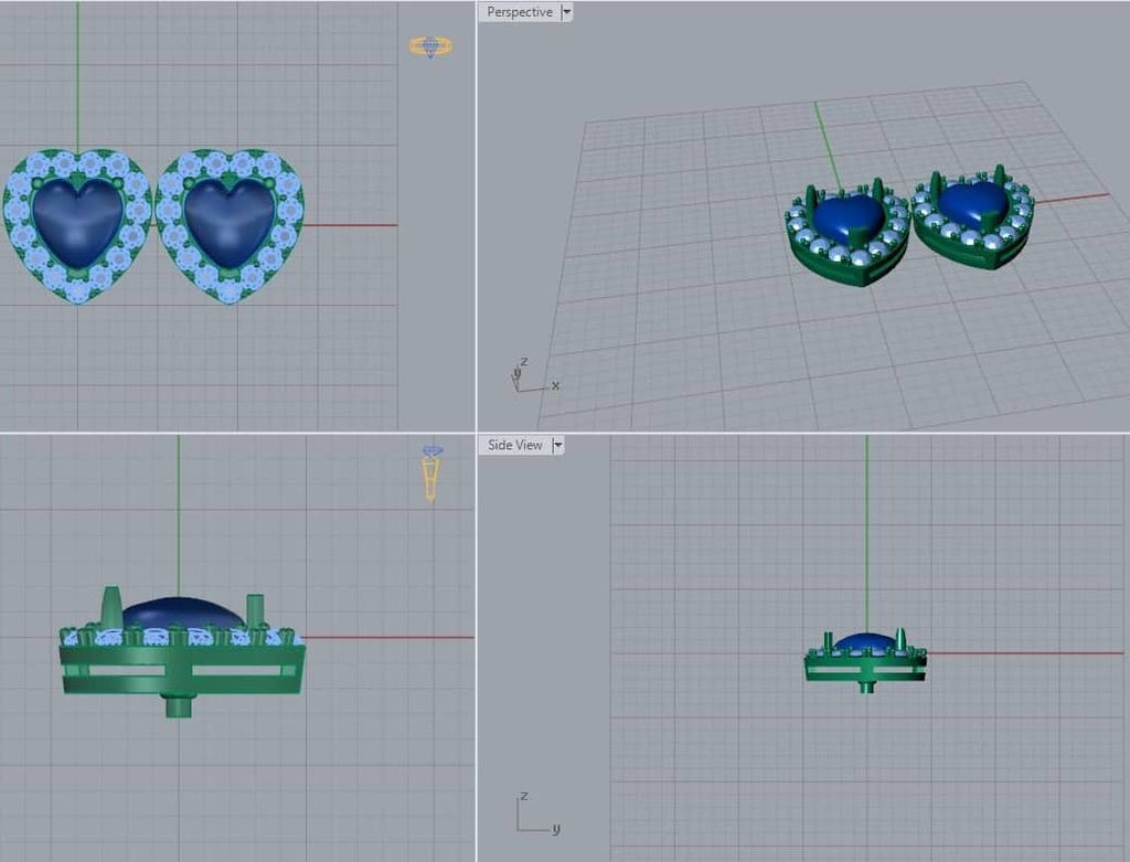 3D Heart cut Gemstone Earrings Design by AME Jewellery