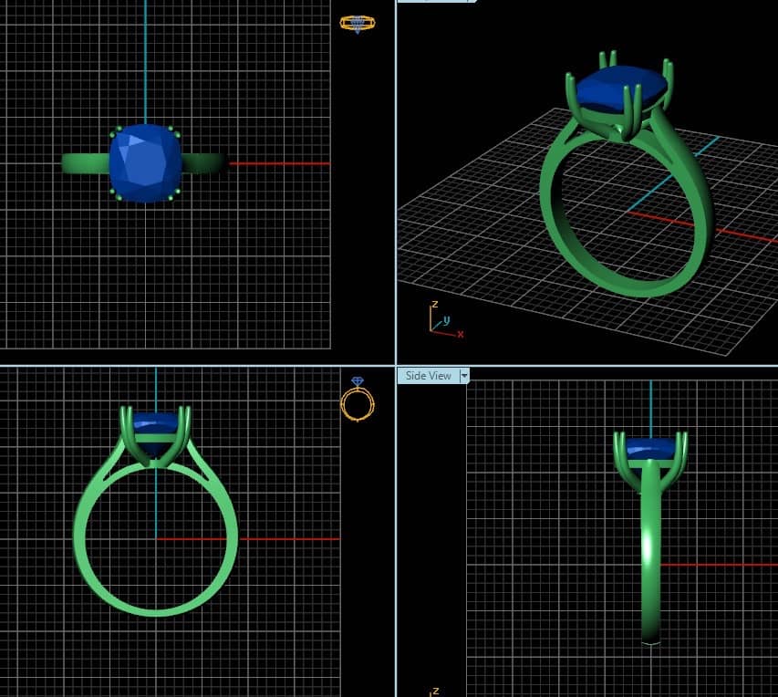 3D Design Double Prong Ring from AME Jewellery