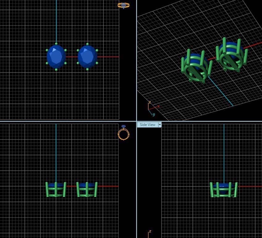 3D design 0val stone 6-prong Earrings | AME Jewellery