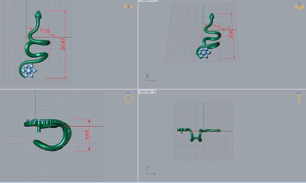 3D Design Snake Flower Earrings | AME Jewellery
