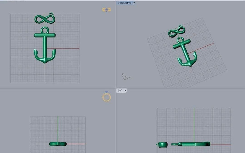 3D Jewelry Design | Anchor Pendant | Mặt dây Mỏ Neo | AME Jewellery