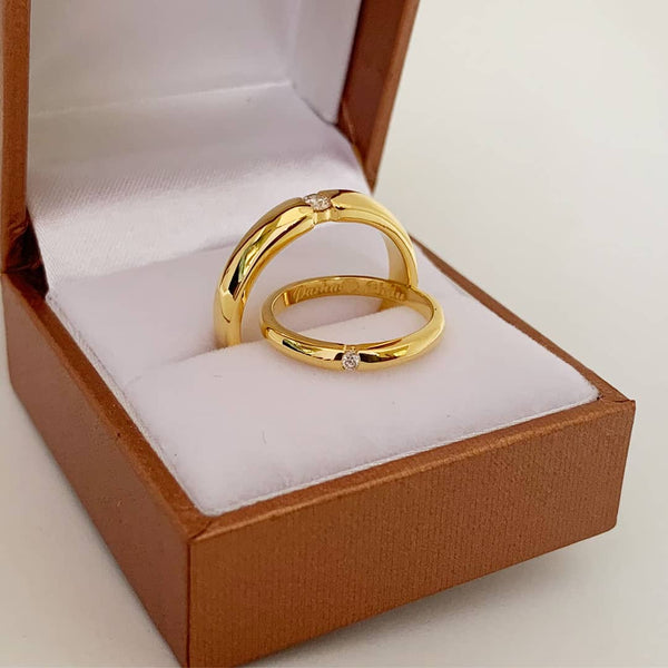 Nhẫn Cưới Kim Cương | Diamond Wedding Rings in 18K Yellow Gold | AME Jewellery