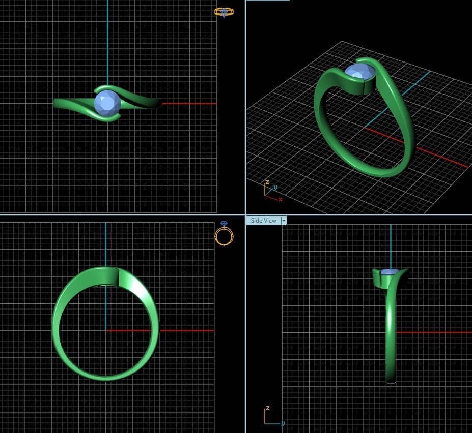 3D design Semi Bezel-Set Solitaire Ring | AME Jewellery