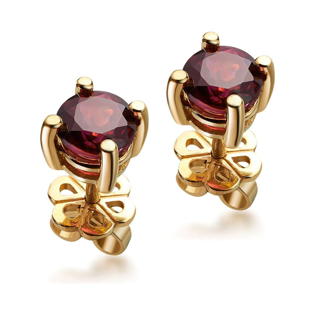 Bông tai Vàng 14K Đá quý Garnet 4-prong gold earrings - AME Jewellery