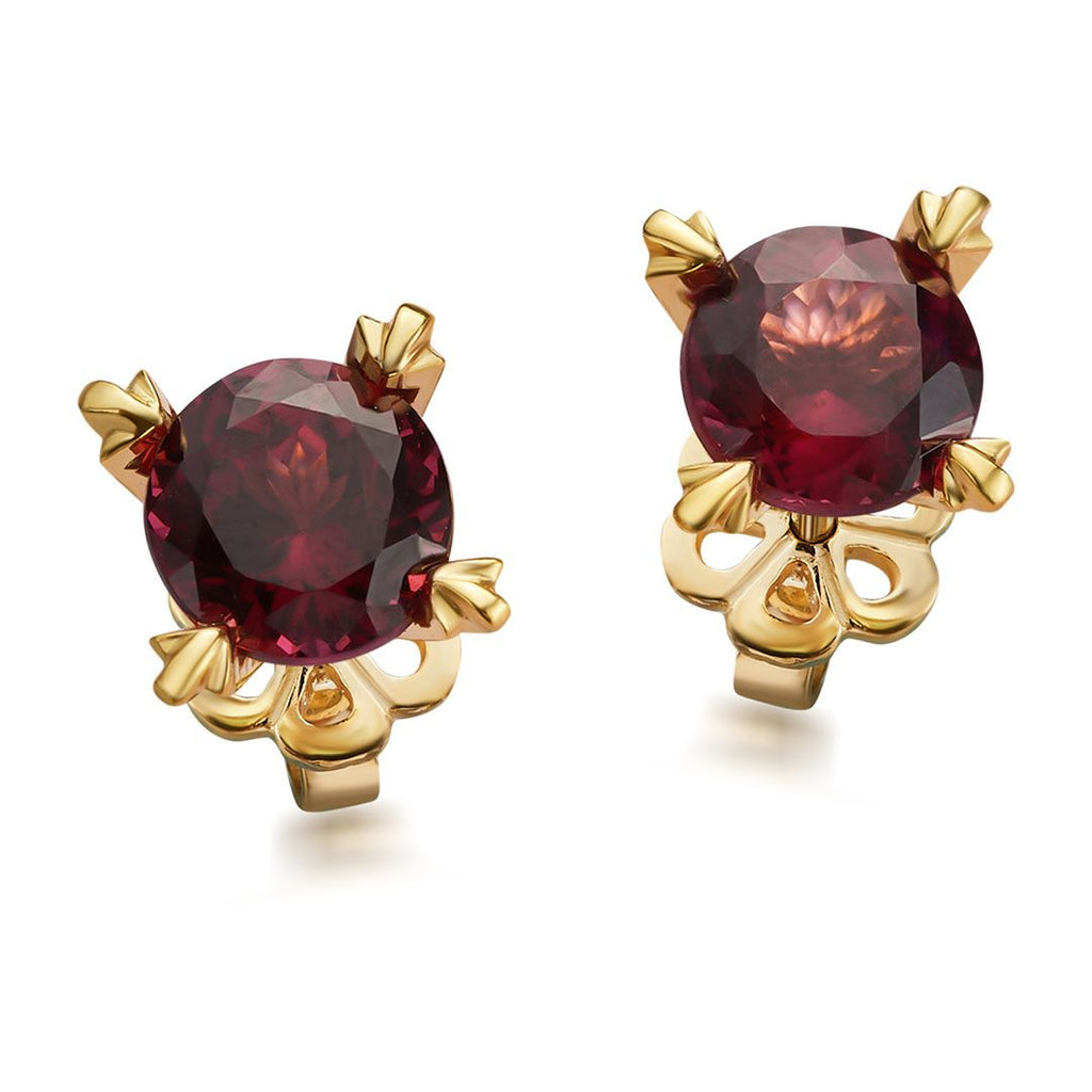 Bông tai Vàng Đá quý thiên nhiên Red Garnet Earrings in 14K Yellow Gold by AME Jewellery