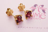 Bông tai Vàng 14K Đá quý thiên nhiên Garnet Yellow Gold Earrings - AME Jewellery