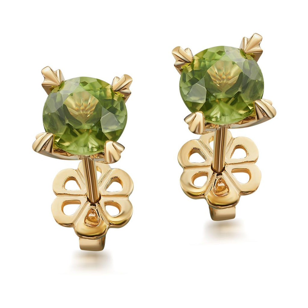 Bông tai Vàng Đá quý tự nhiên Peridot 4-Prong Stud Earrings in 14K Yellow Gold by AME Jewellery