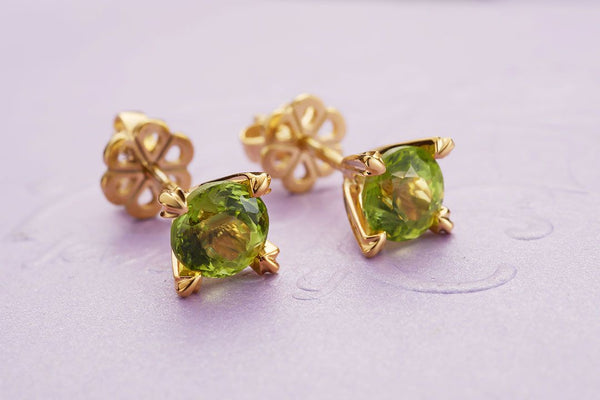 Bông tai Vàng 14K Đá quý thiên nhiên Peridot gold earrings - AME Jewellery