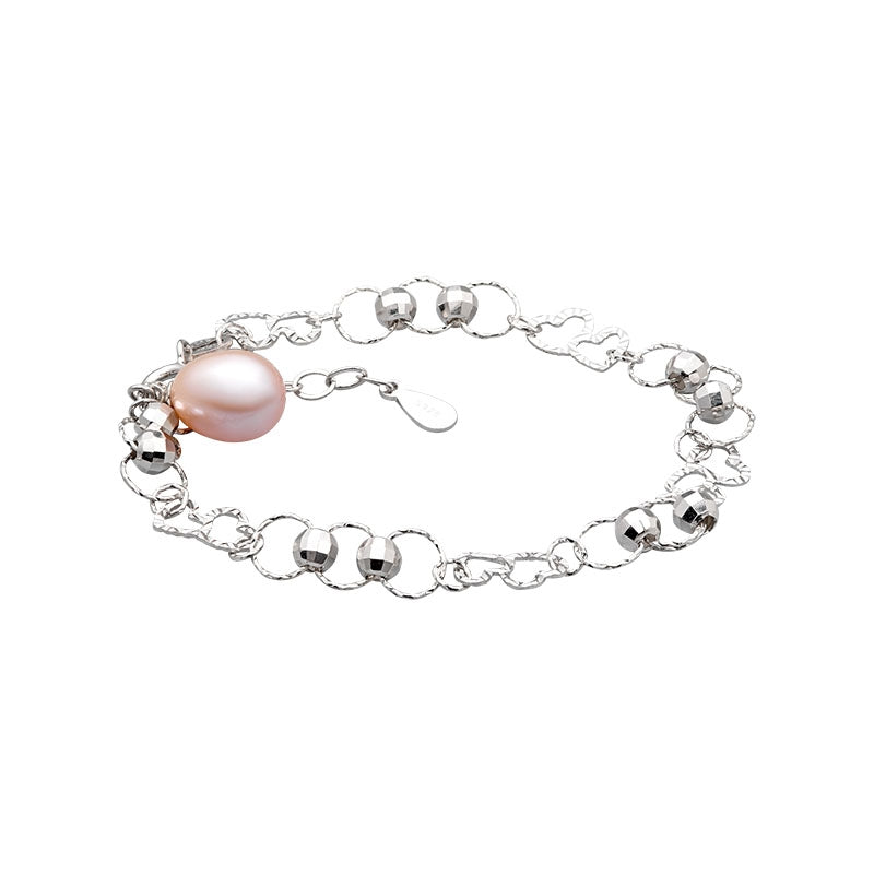 Lắc tay Ngọc trai nước ngọt Tim Đôi - AME Jewellery