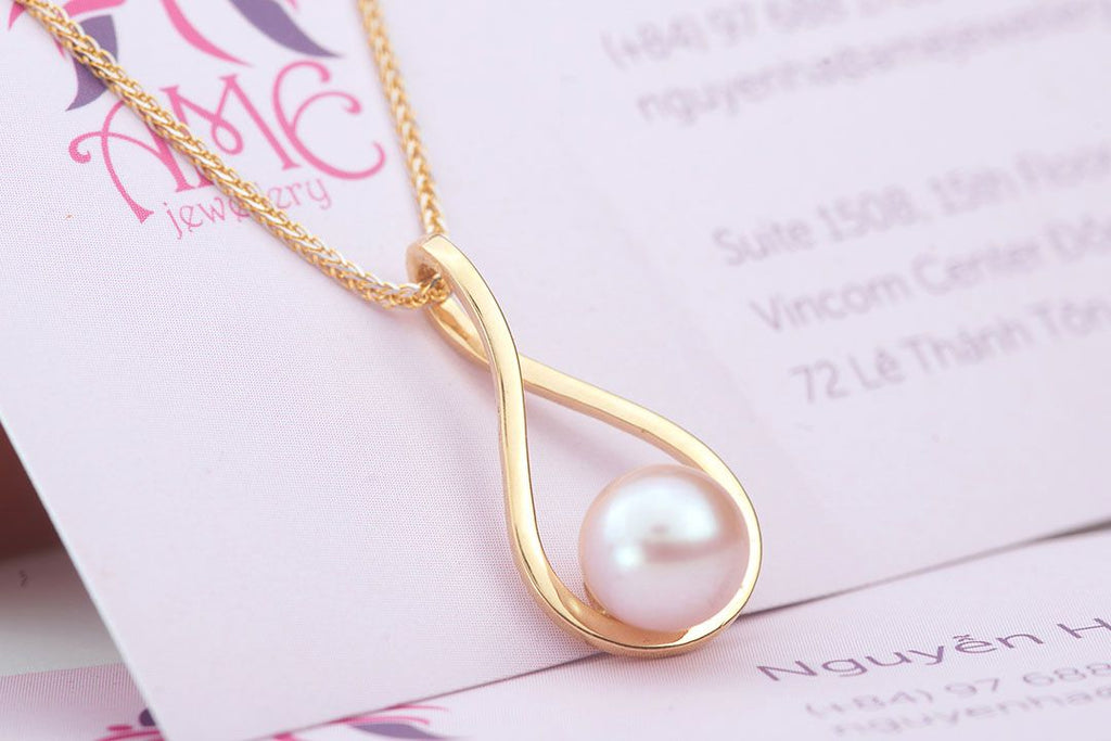 Mặt dây chuyền Vàng 14K Ngọc trai Lavender Pearl Pendant in 14K Yellow Gold by AME Jewellery