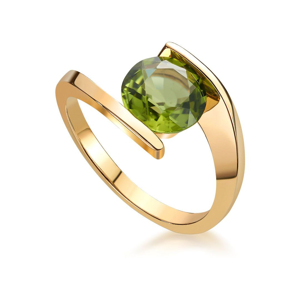 Nhẫn nữ Vàng Đá quý thiên nhiên Peridot Bypass Ring in 14K Yellow Gold by AME Jewellery