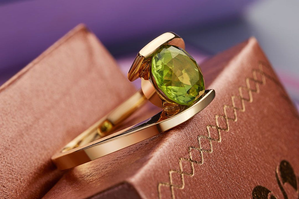 Nhẫn nữ Vàng Đá quý thiên nhiên Peridot Bypass Ring in 14K Yellow Gold by AME Jewellery