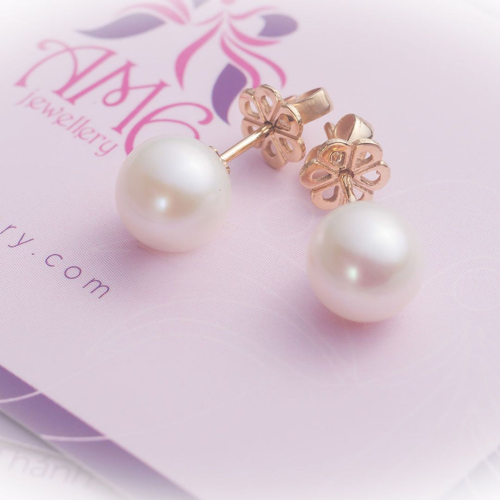 Bông tai vàng Ngọc trai Freshwater Pearl Earrings in 14K Gold - AME Jewellery