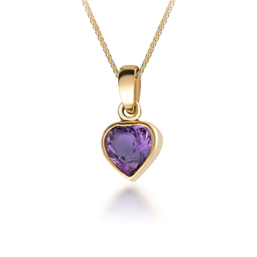 Mặt dây chuyền Vàng Đá quý thiên nhiên Heart-cut Amethyst Pendant Necklace in 14K Yellow Gold by AME Jewellery