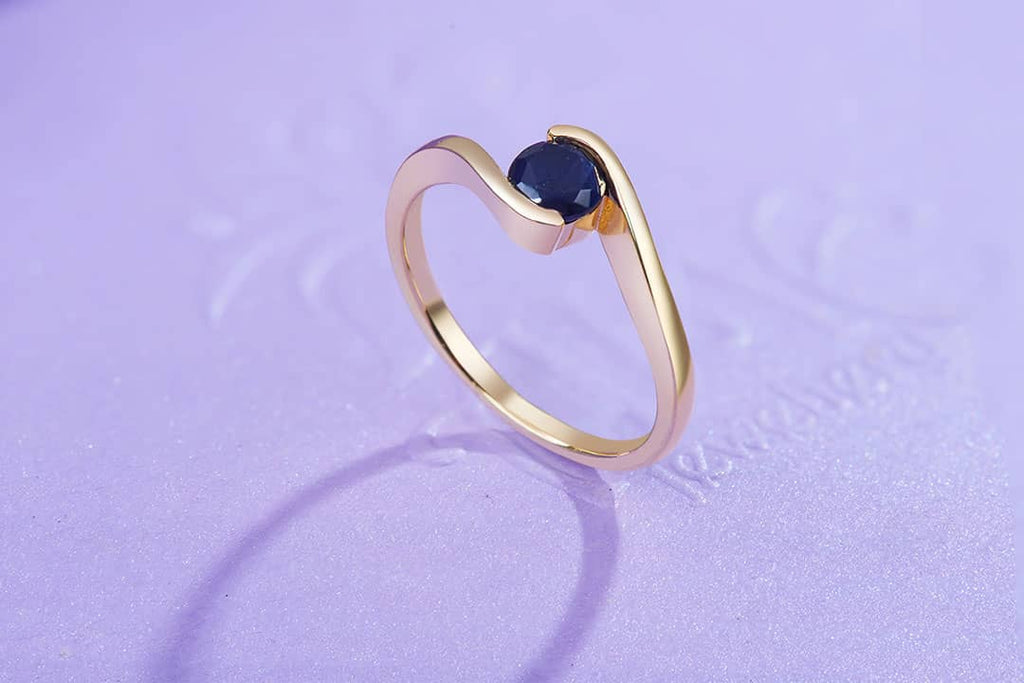 Nhẫn Vàng Natural Blue Sapphire Solitaire Ring in 14K Gold | AME Jewellery