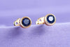 Bông tai vàng Natural Blue Sapphire Bezel Earrings in 14K Gold | AME Jewellery