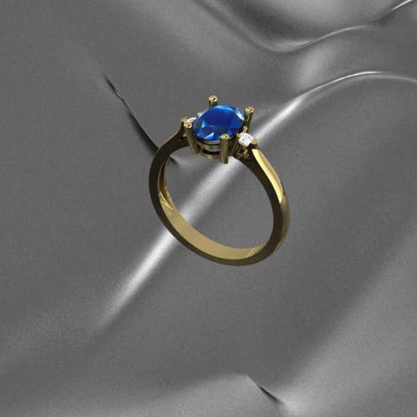 Nhẫn Vàng 14K Đá quý thiên nhiên Oval Blue Sapphire Gold Ring | AME Jewellery