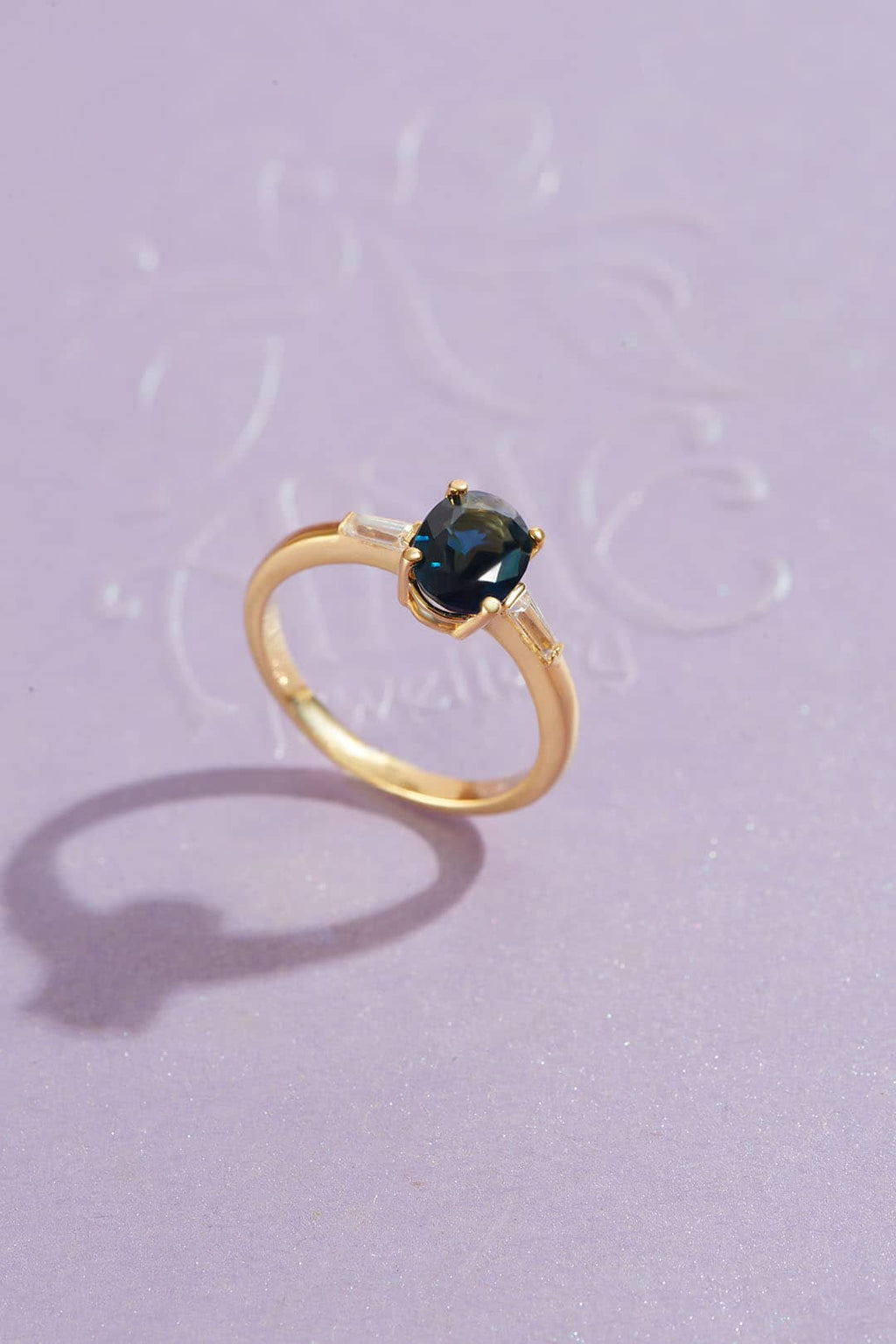 Nhẫn nữ Vàng Đá quý tự nhiên Oval Blue Sapphire Ring in 14K Yellow Gold by AME Jewellery