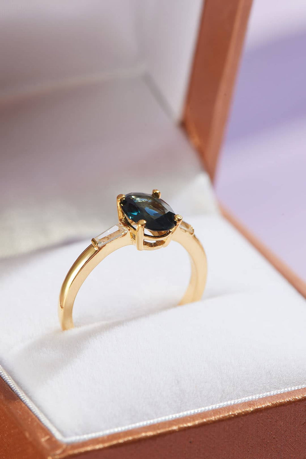 Nhẫn nữ Vàng Đá quý tự nhiên Oval Blue Sapphire Ring in 14K Yellow Gold by AME Jewellery