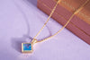 Mặt dây Vàng 14K Đá quý thiên nhiên Blue Topaz Gold Pendant - AME Jewellery