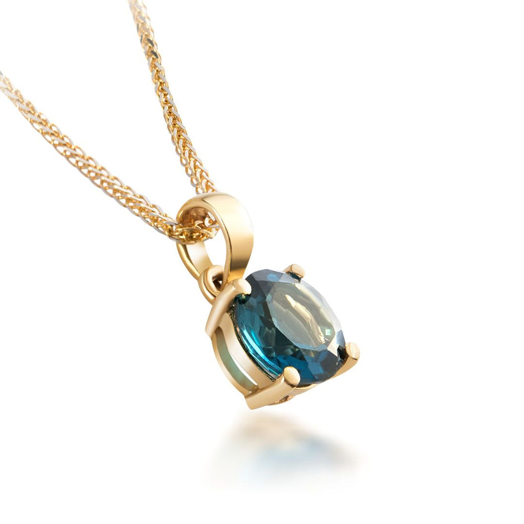 Mặt dây Vàng 14K Đá quý thiên nhiên London Blue Topaz Gold Pendant - AME Jewellery