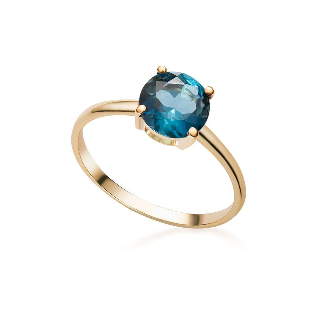 Nhẫn Vàng 14K Đá quý thiên nhiên London Blue Topaz Gold Ring - AME Jewellery