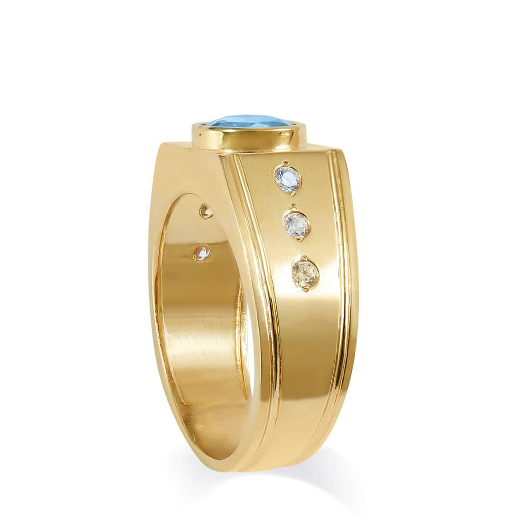 Nhẫn Nam Vàng 14K Đá quý thiên nhiên Blue Topaz Gold Men’s Ring | AME Jewellery