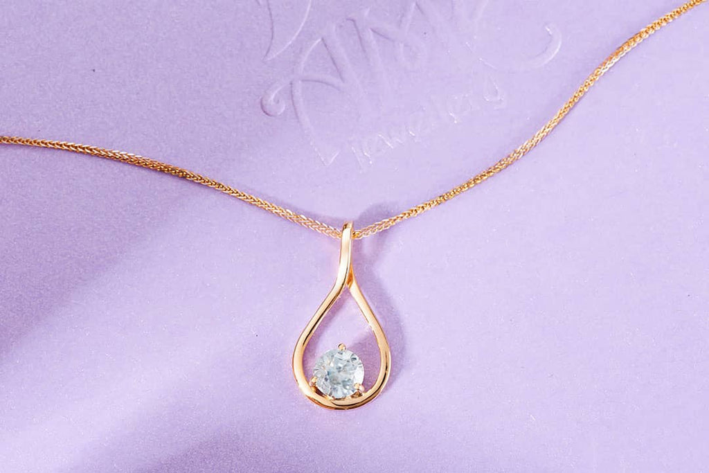 Mặt dây chuyền Vàng Blue Zircon Pendant Necklace in 14K Yellow Gold by AME Jewellery