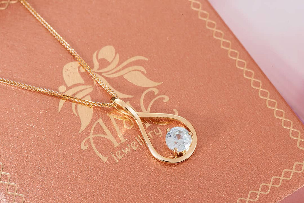 Mặt dây chuyền Vàng Blue Zircon Pendant Necklace in 14K Yellow Gold by AME Jewellery